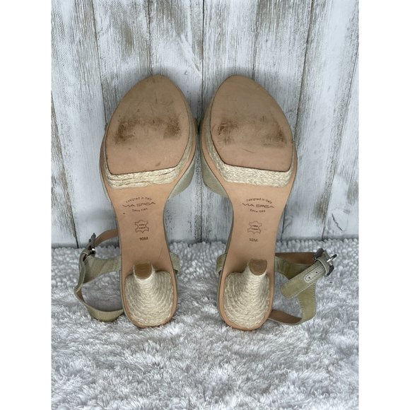 Via Spiga Heeled Sandals Sage Green With Twine Soles Size 10 M - Picture 10 of 11